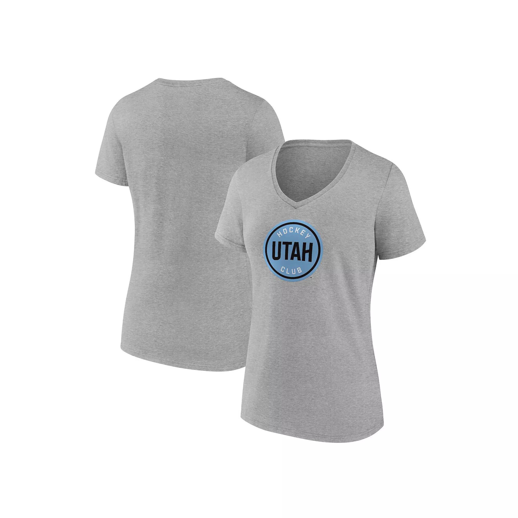 Women's Fanatics Heather Gray Utah Hockey Club Draft Logo V-Neck T-Shirt,  Product Image
