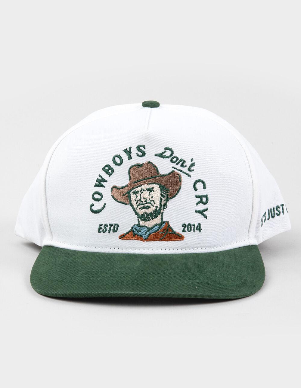 SENDERO PROVISIONS CO. Cowboys Don't Cry 5 Panel Snapback Hat - WHT/GREEN Product Image