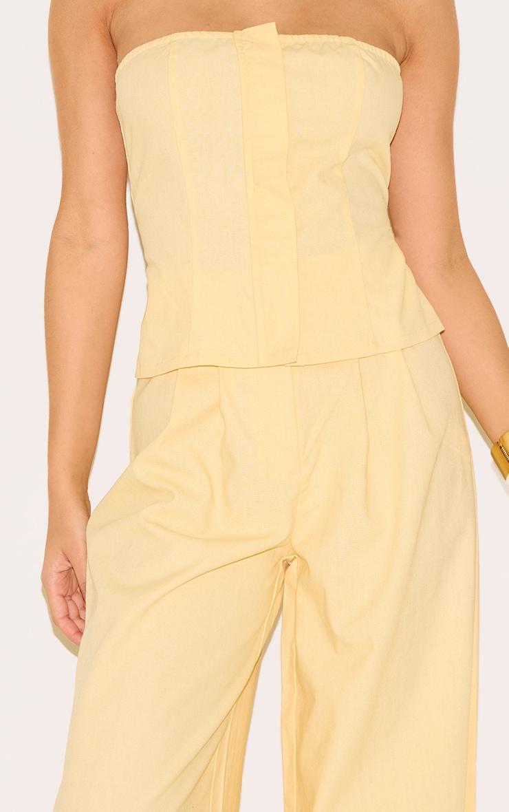 Lemon Linen Blend Tailored Bandeau Wide Leg Jumpsuit Product Image