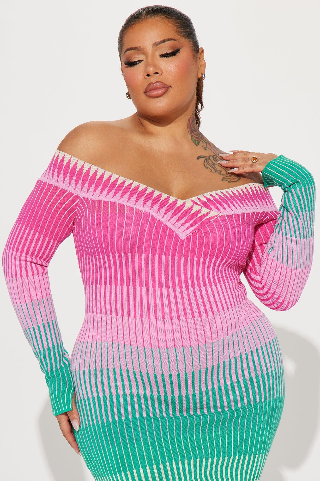 Ayla Sweater Midi Dress - Pink/combo Female Product Image