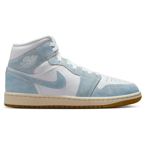 Jordan Womens Jordan Retro 1 Mid SE - Womens Basketball Shoes Worn Blue/Light Gum/White Product Image