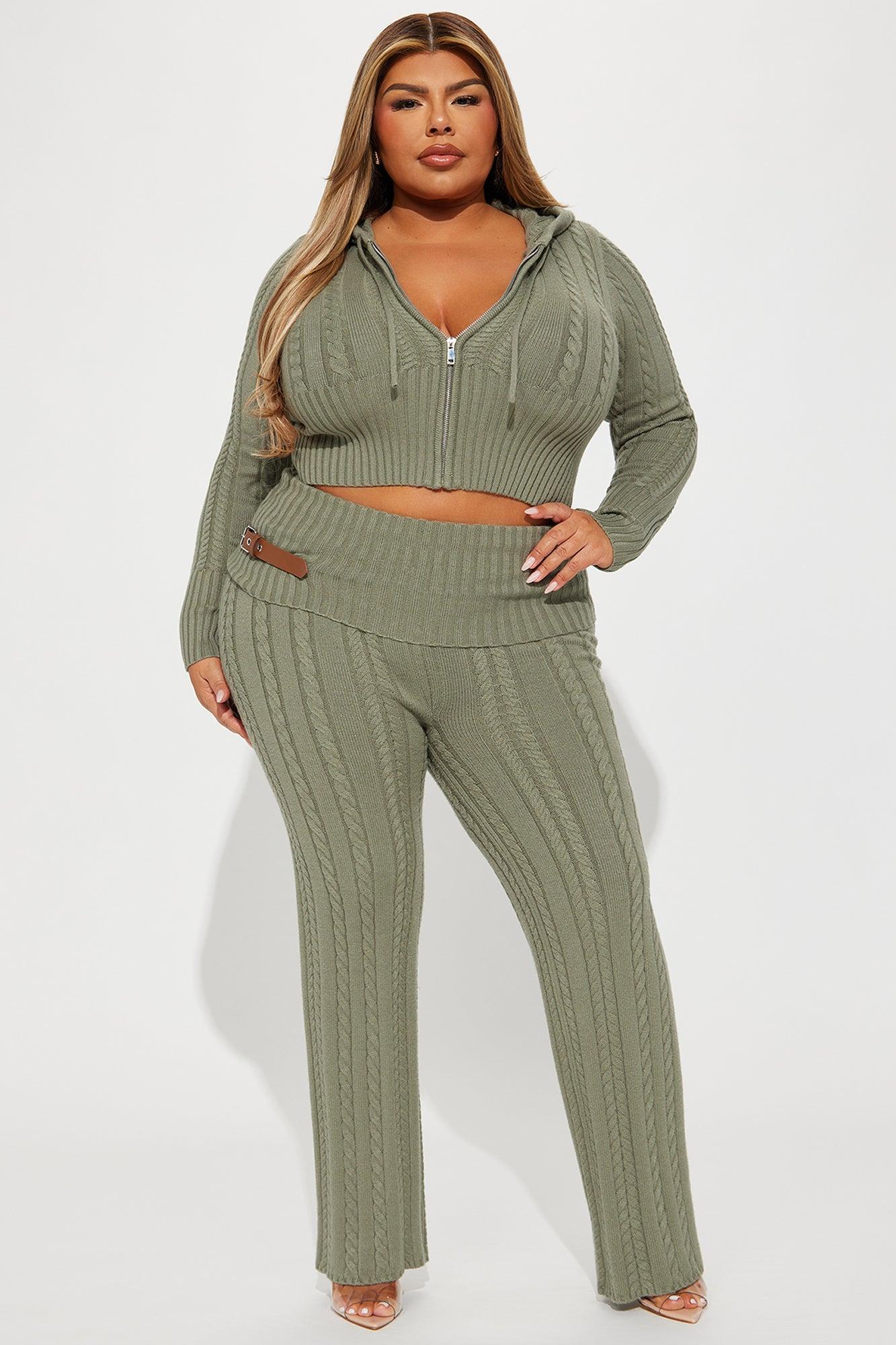 Weekend Flirt Sweater Pant Set - Olive Female Product Image