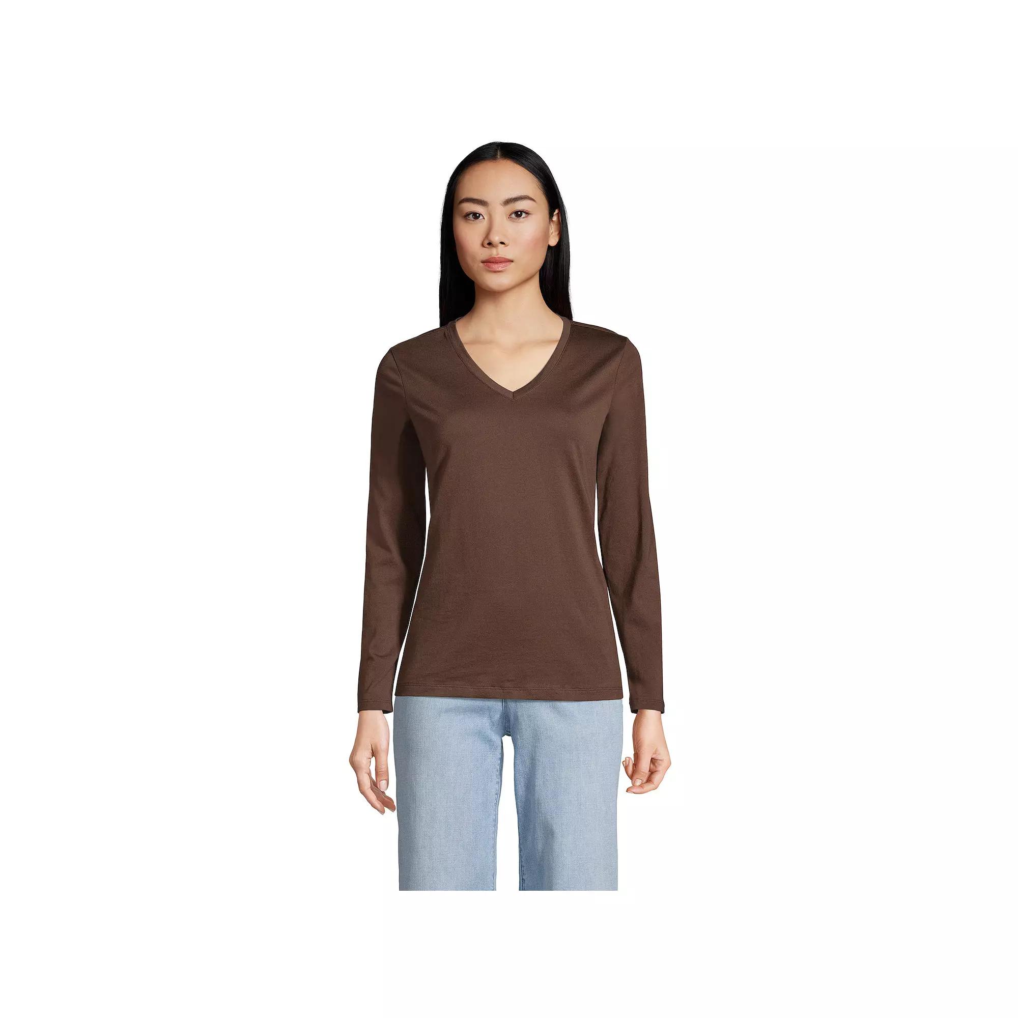 Petite Lands' End Supima Cotton Relaxed V-Neck Tee, Women's,  Product Image