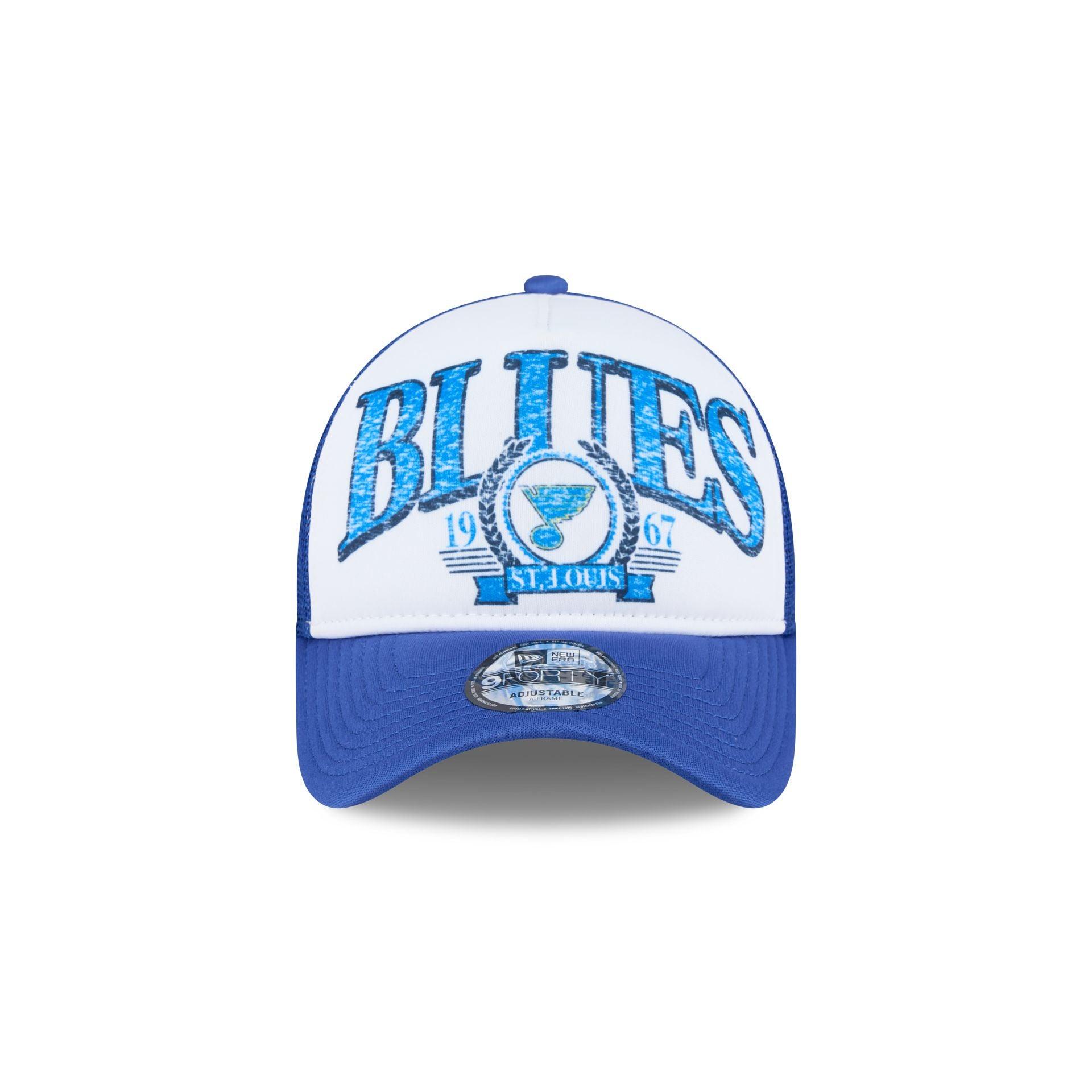 St. Louis Blues Distressed 9FORTY A-Frame Trucker Hat Male Product Image