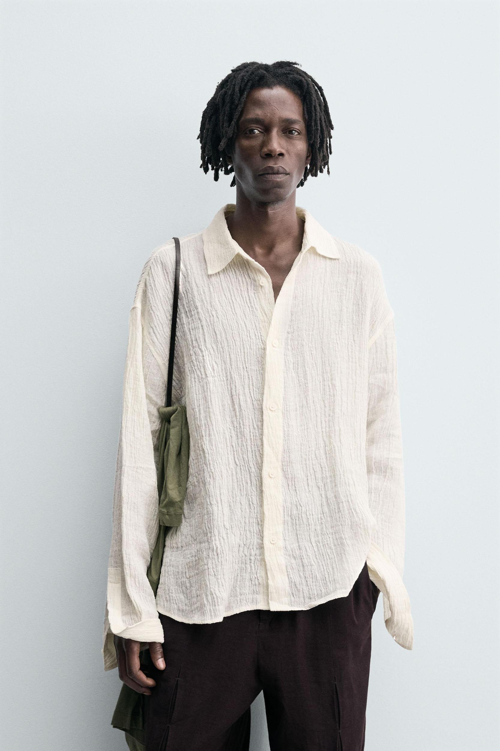 100% CRINKLED LINEN SHIRT Product Image