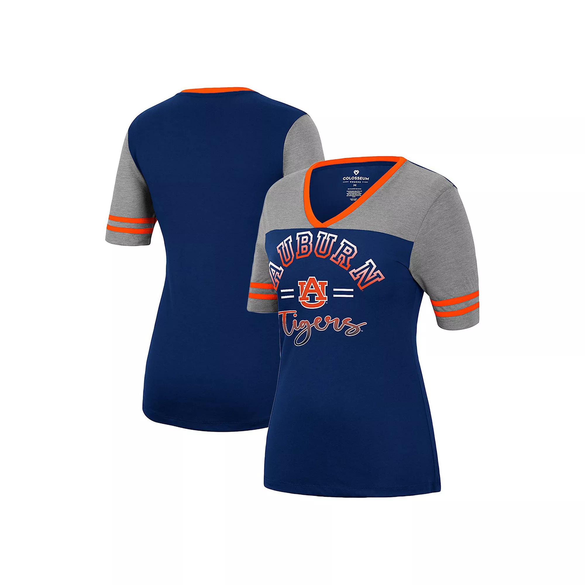 Women's Colosseum Navy/Heathered Gray West Virginia Mountaineers There You Are V-Neck T-Shirt, Size: Small, Blue Product Image