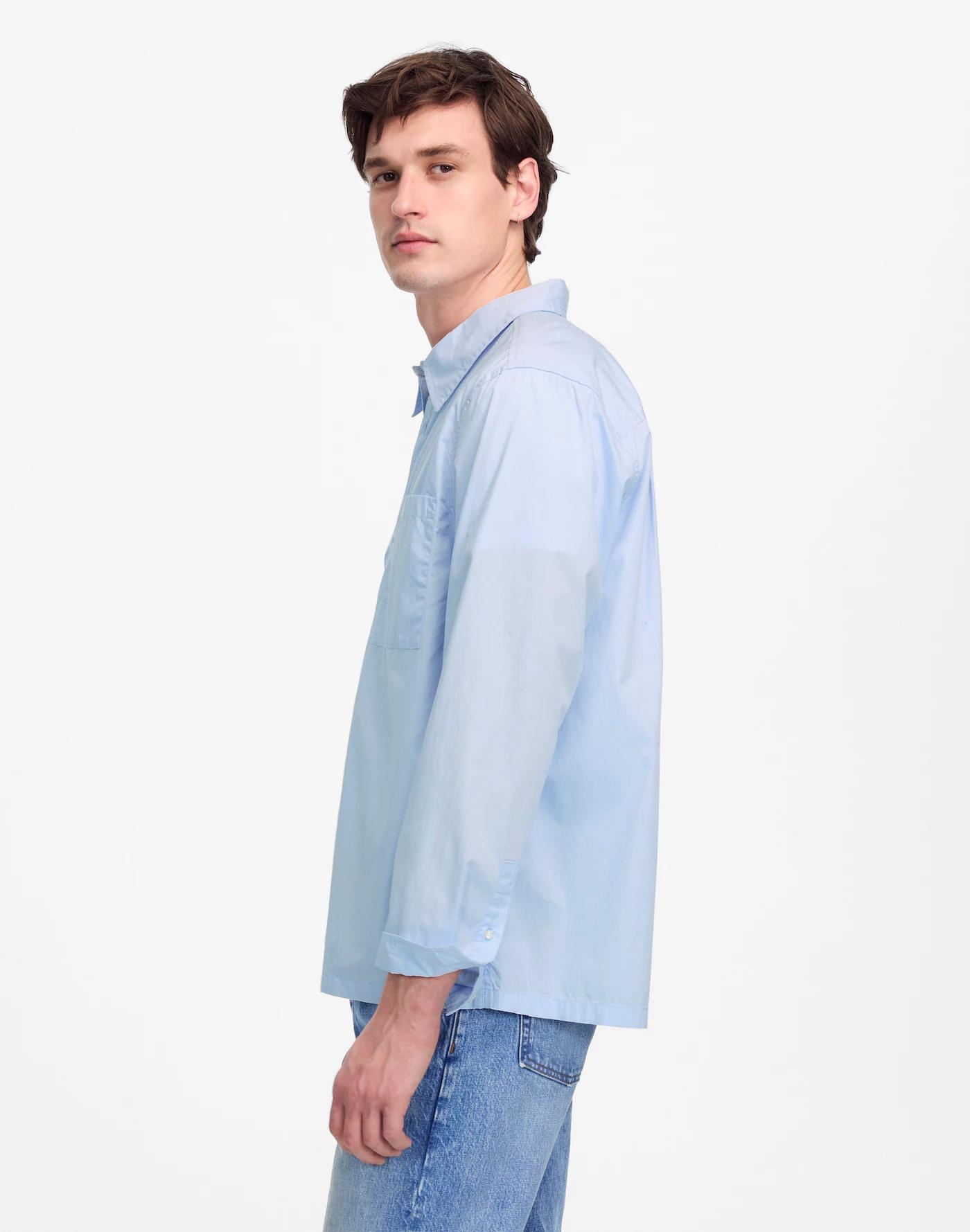 Straight-Hem Cotton Button-Up Shirt Product Image