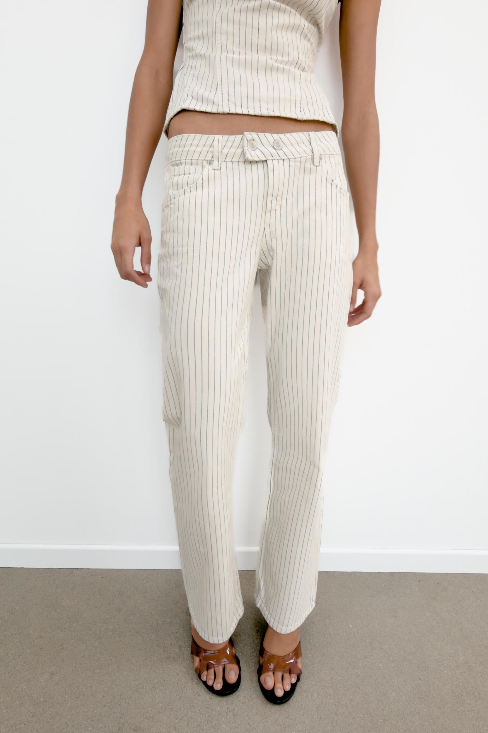 TRF LOW RISE STRIPED STRAIGHT JEANS Product Image