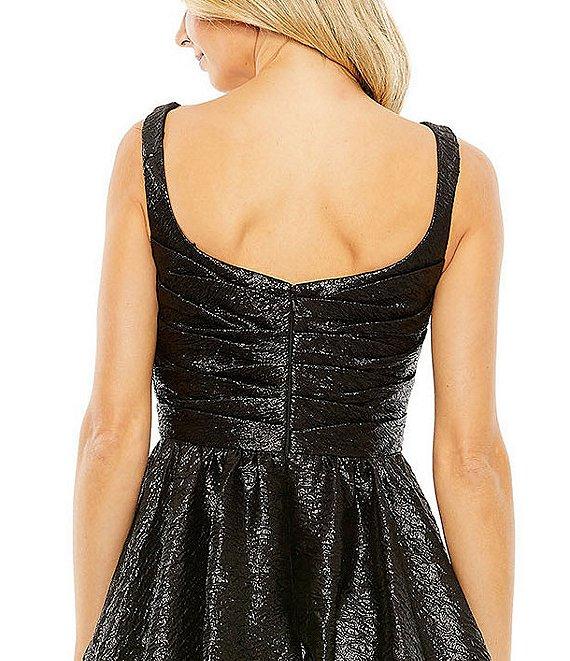 Mac Duggal Square Neck Sleeveless Metallic Pleated Ball Gown Product Image