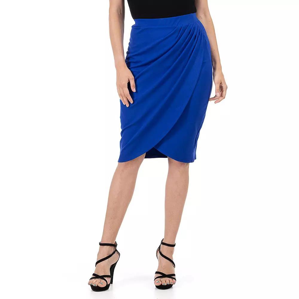 Women's 24Seven Comfort Apparel Elastic Waist Knee Length Tulip Pencil Skirt,  Product Image