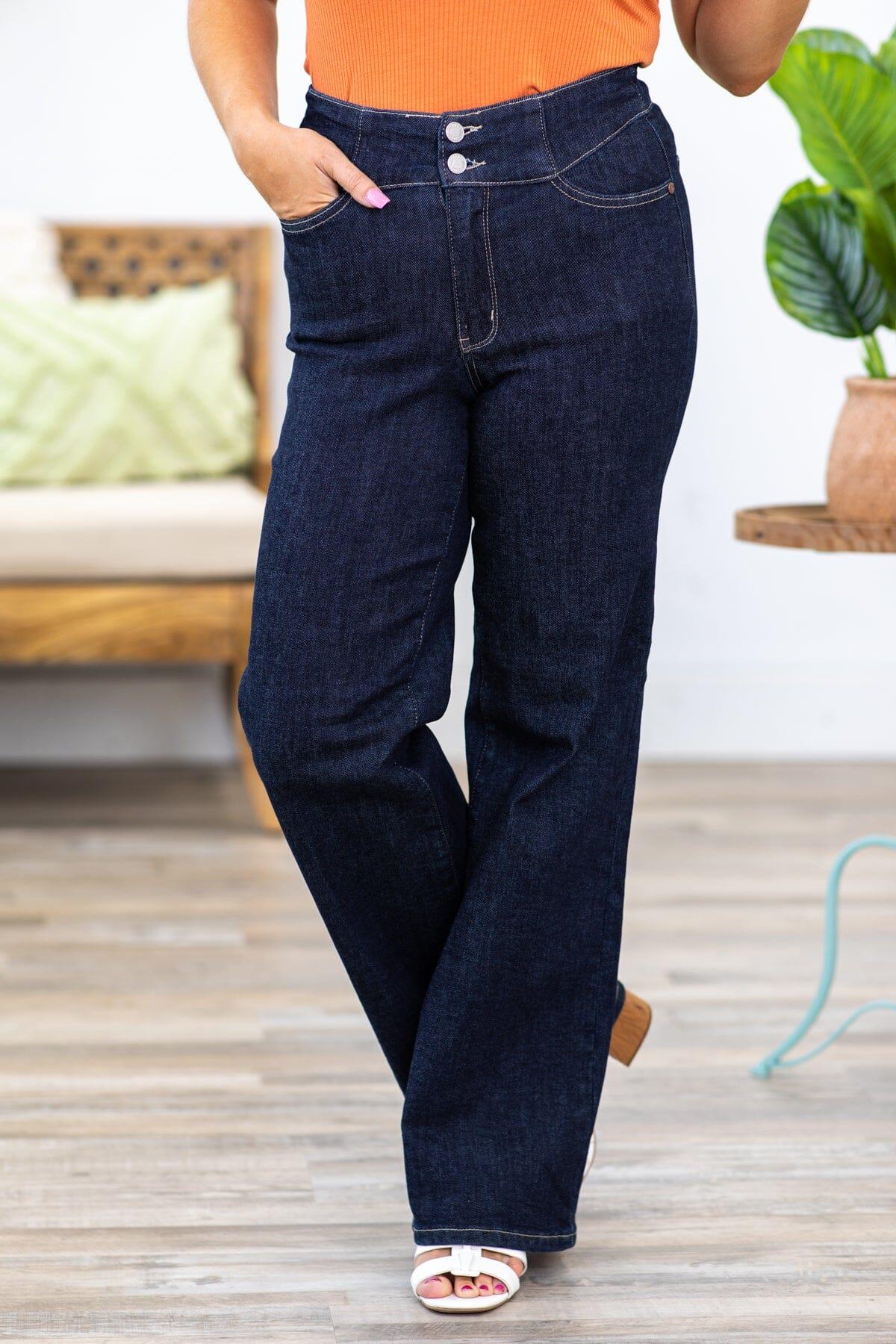 Judy Blue Dark Washed Wide Leg Jeans Product Image