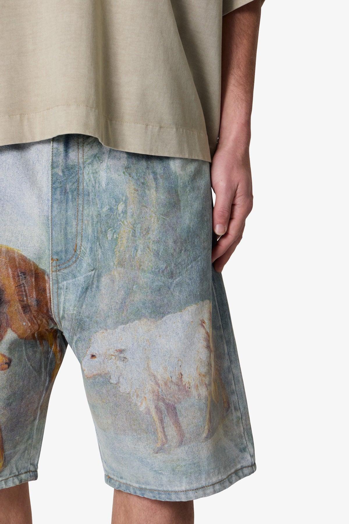 Sheep Hounded Denim Shorts - Multi Product Image