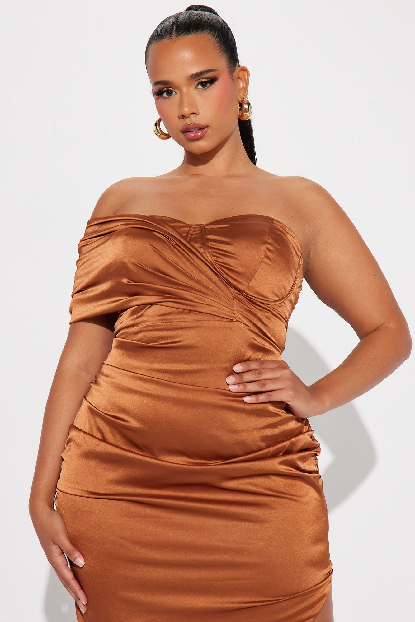 Hillary Satin Gown - Bronze Product Image
