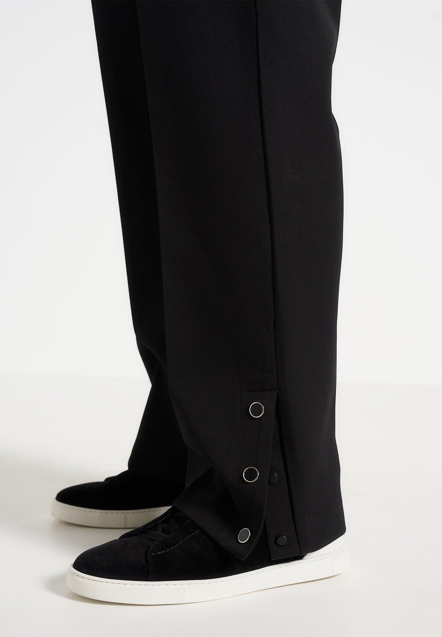 Boris - Relaxed Fit Tailored Button Cuff Trousers - Black Male Product Image