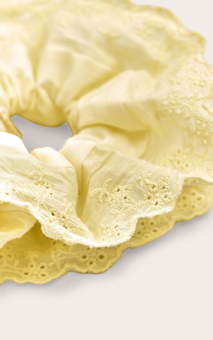 Butter Yellow Floral Broidery Anglaise Scrunchie Product Image