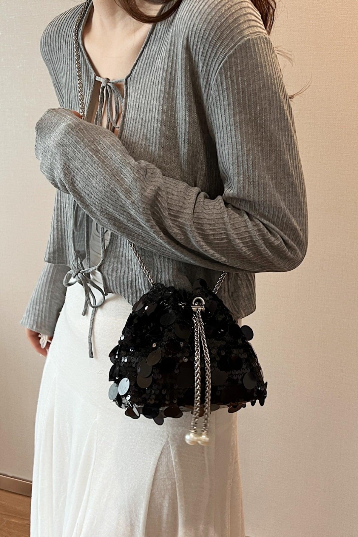 Drawstring Sequin Crossbody Bag Product Image