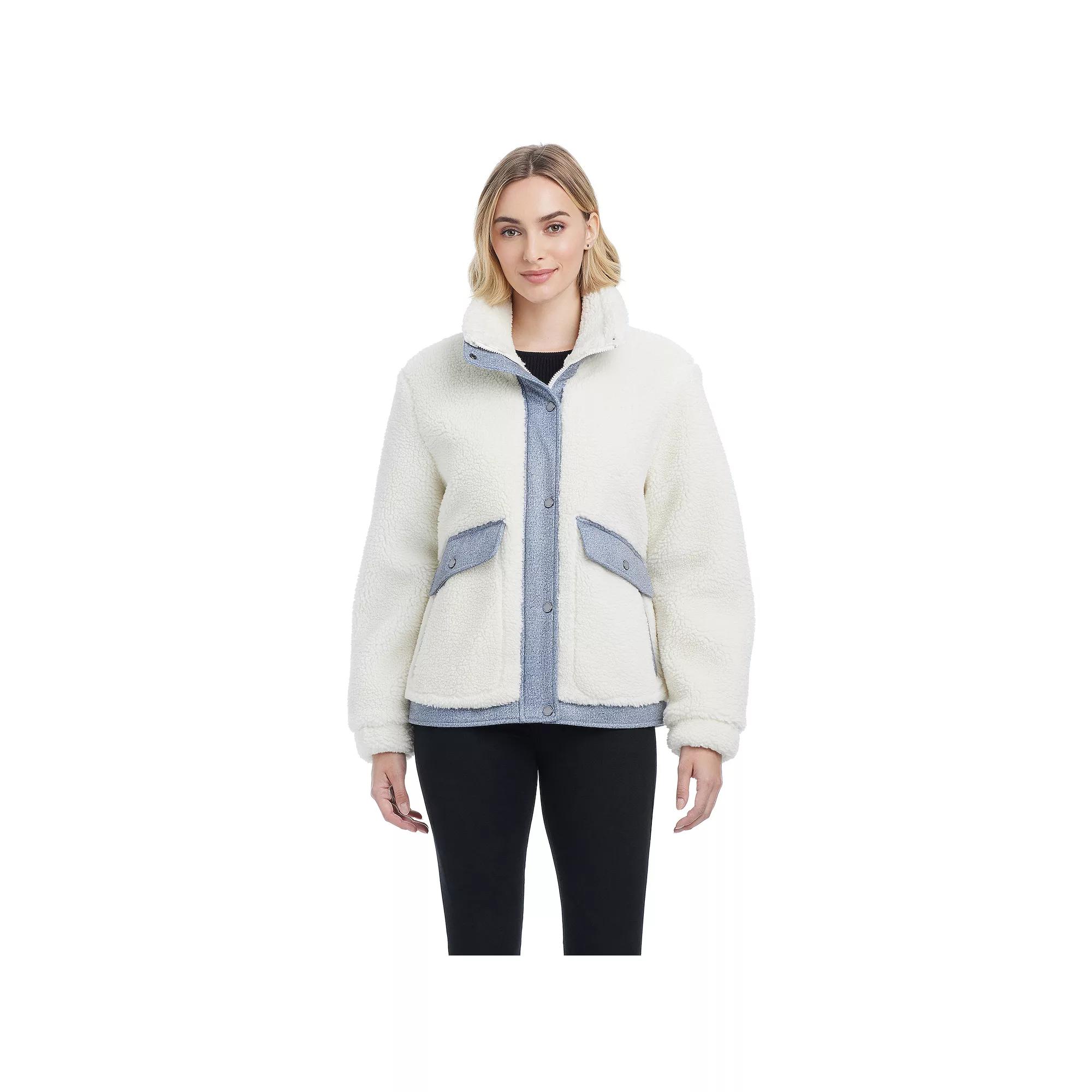 Womens Modern Supply by Sanctuary Sherpa Bomber Jacket Blue Wash Product Image