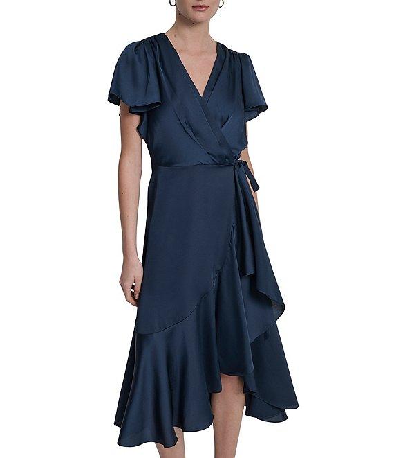 DKNY by Donna Karan Short Sleeve Faux Wrap Midi Dress Product Image