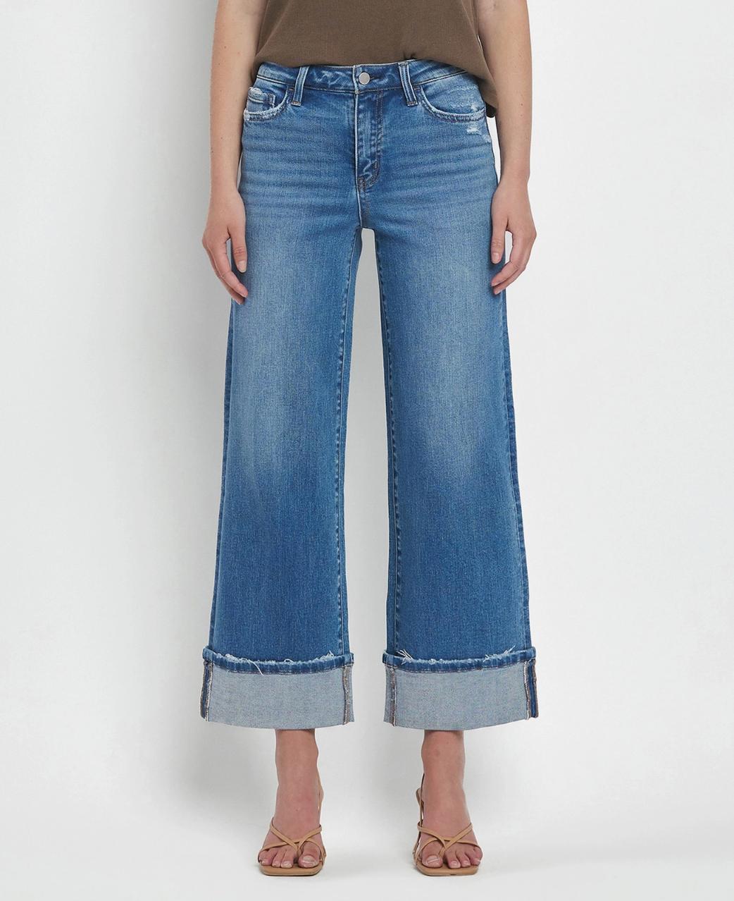 Cuffed Wide Leg Jeans Product Image