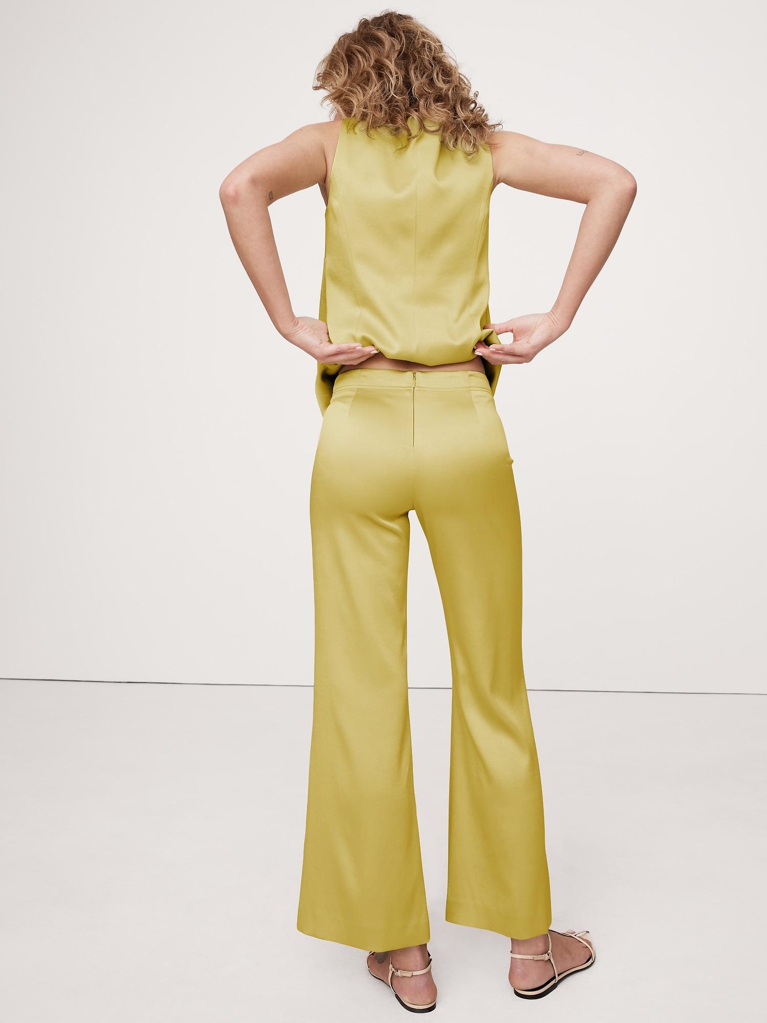 Mid-Rise Kick-Flare Satin Ankle Pant Product Image