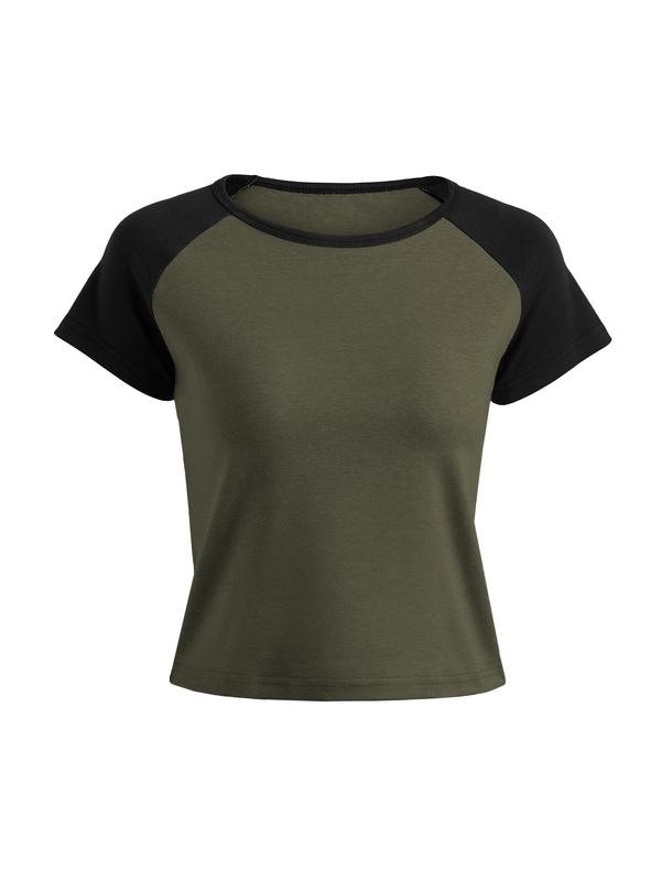 Contrast Raglan Slim Short Sleeve Tee Product Image