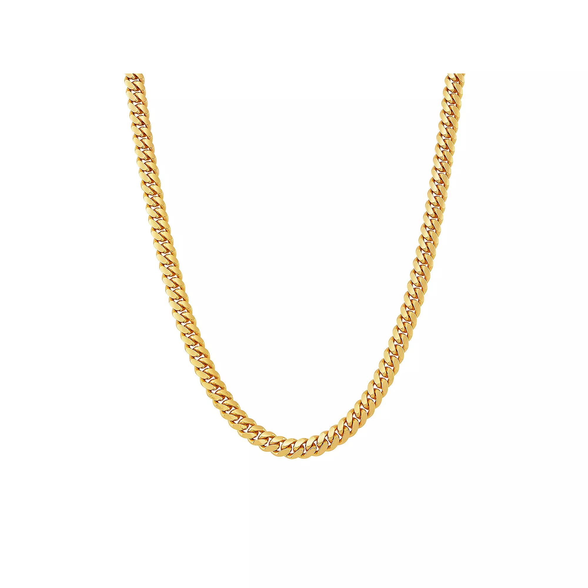 Everlasting Silver Gold Over Silver Solid Cuban Chain Necklace, Women's, Size: 22", Gold Tone Product Image