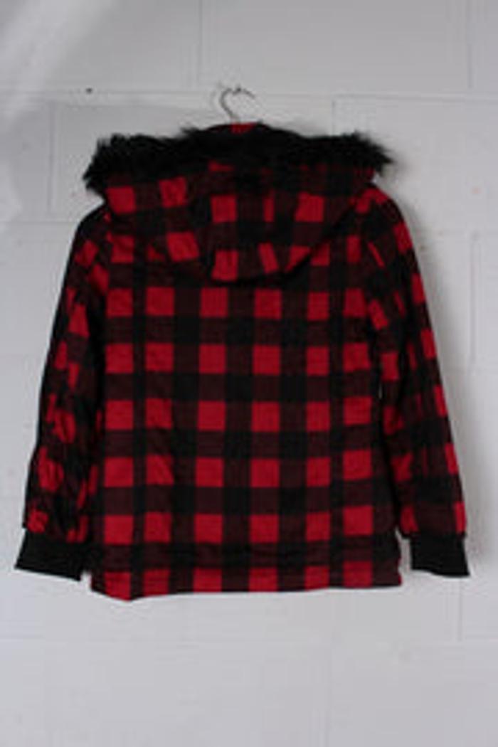 Plaid Faux Fur Hoodie Product Image