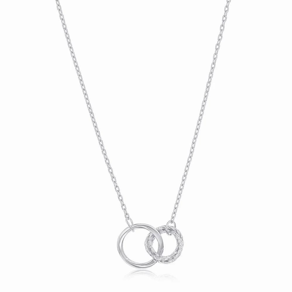 Argento Bella Sterling Silver Polished & Textured Double Circle Necklace, Women's, Size: 16-18" ADJ Product Image