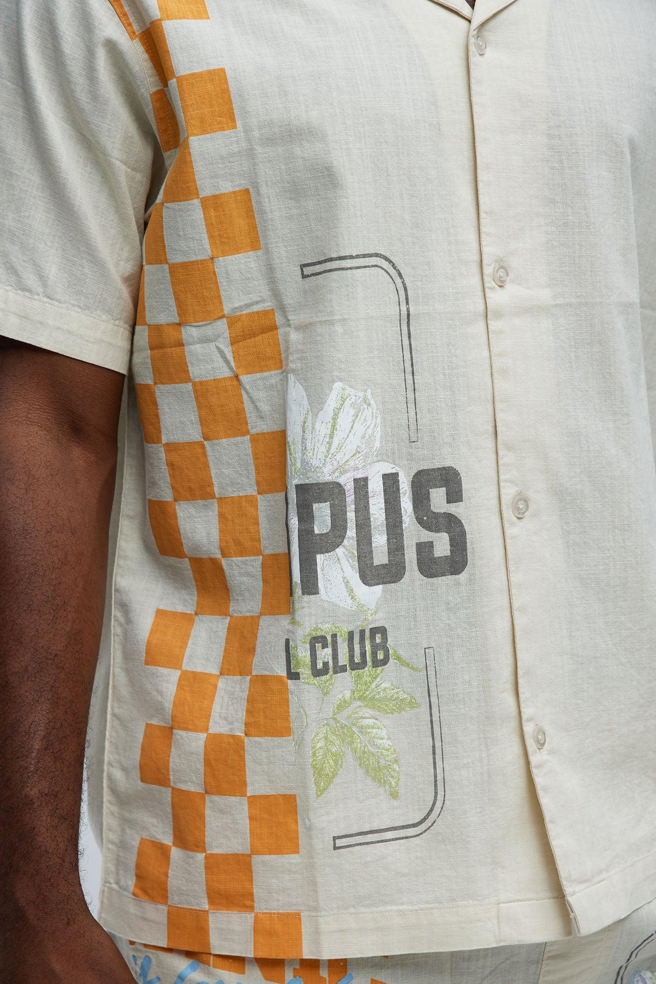 Groves Short Sleeve Button Up Shirt - Cream Male Product Image