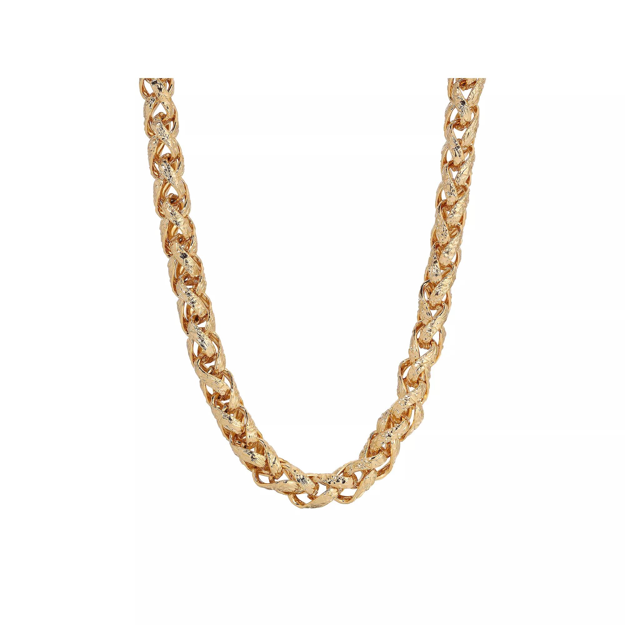 1928 Gold Tone Wheat Chain Choker Necklace, Womens, Yellow Product Image