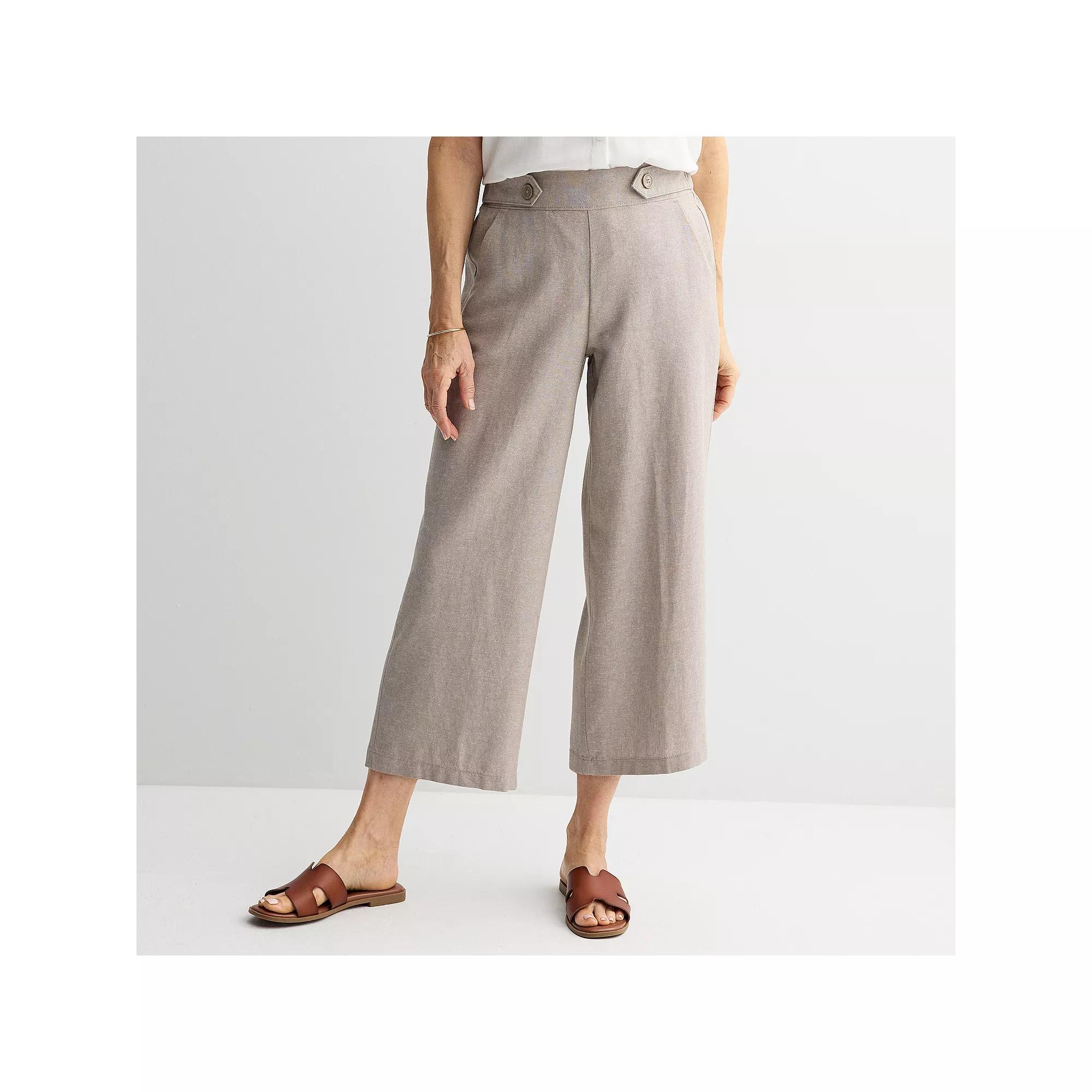 Women's Croft & Barrow® Pull-On Wide Leg Crop Pants, Size: XL, Baredan Brown Product Image