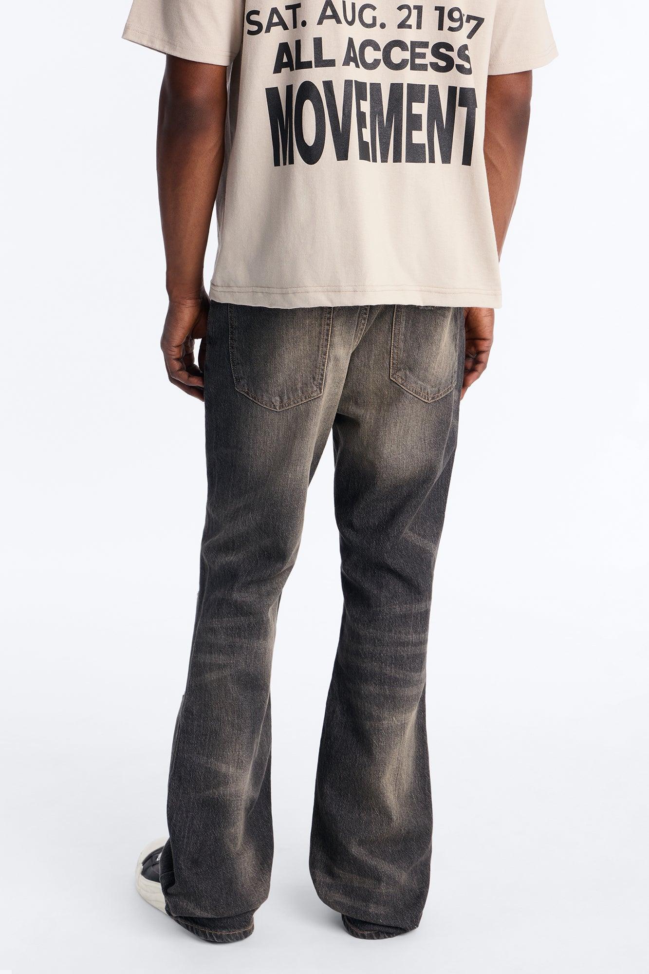 Stacked Slim Flare Make It Distressed Jean - Black Wash Male Product Image