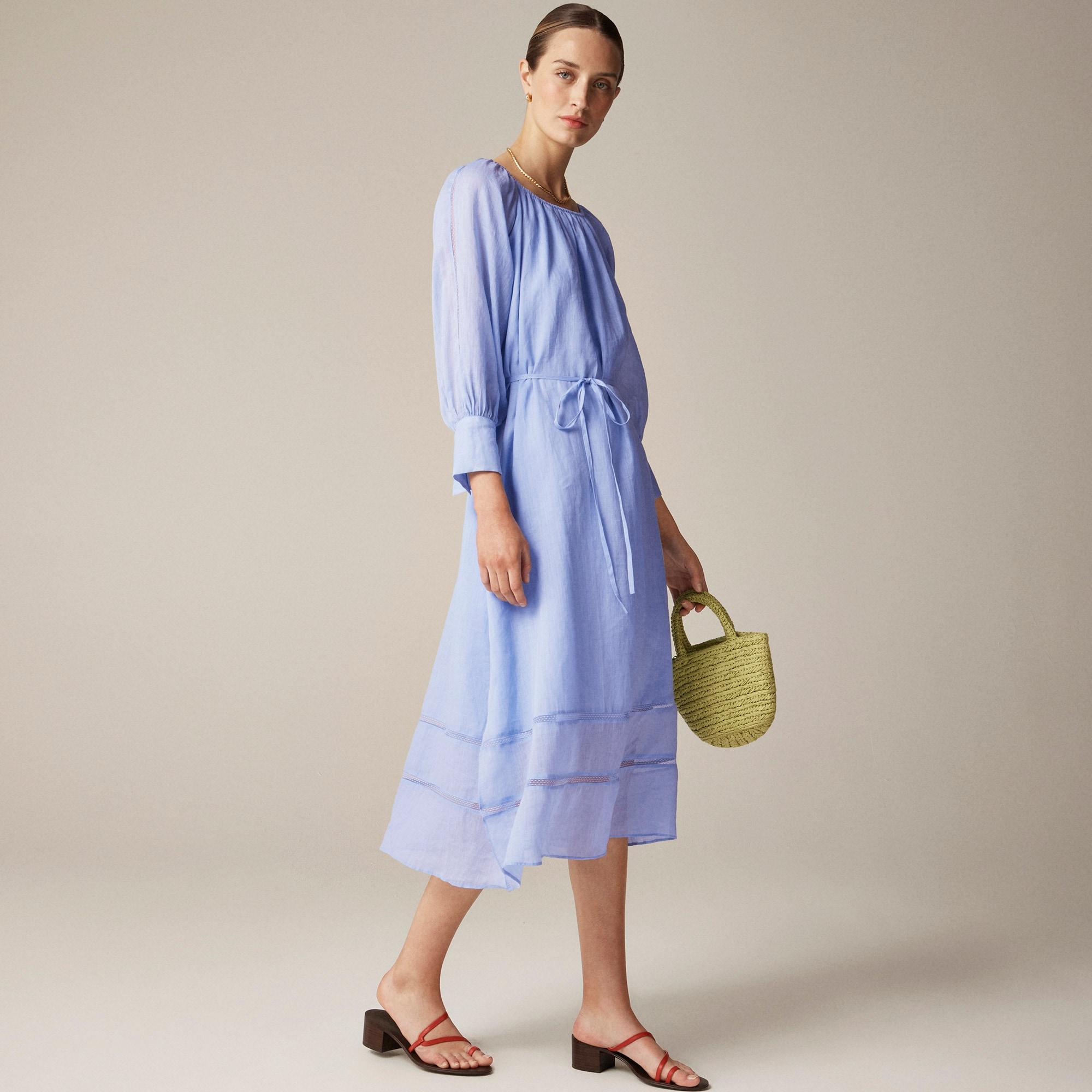 Gathered maxi dress in ramie Product Image