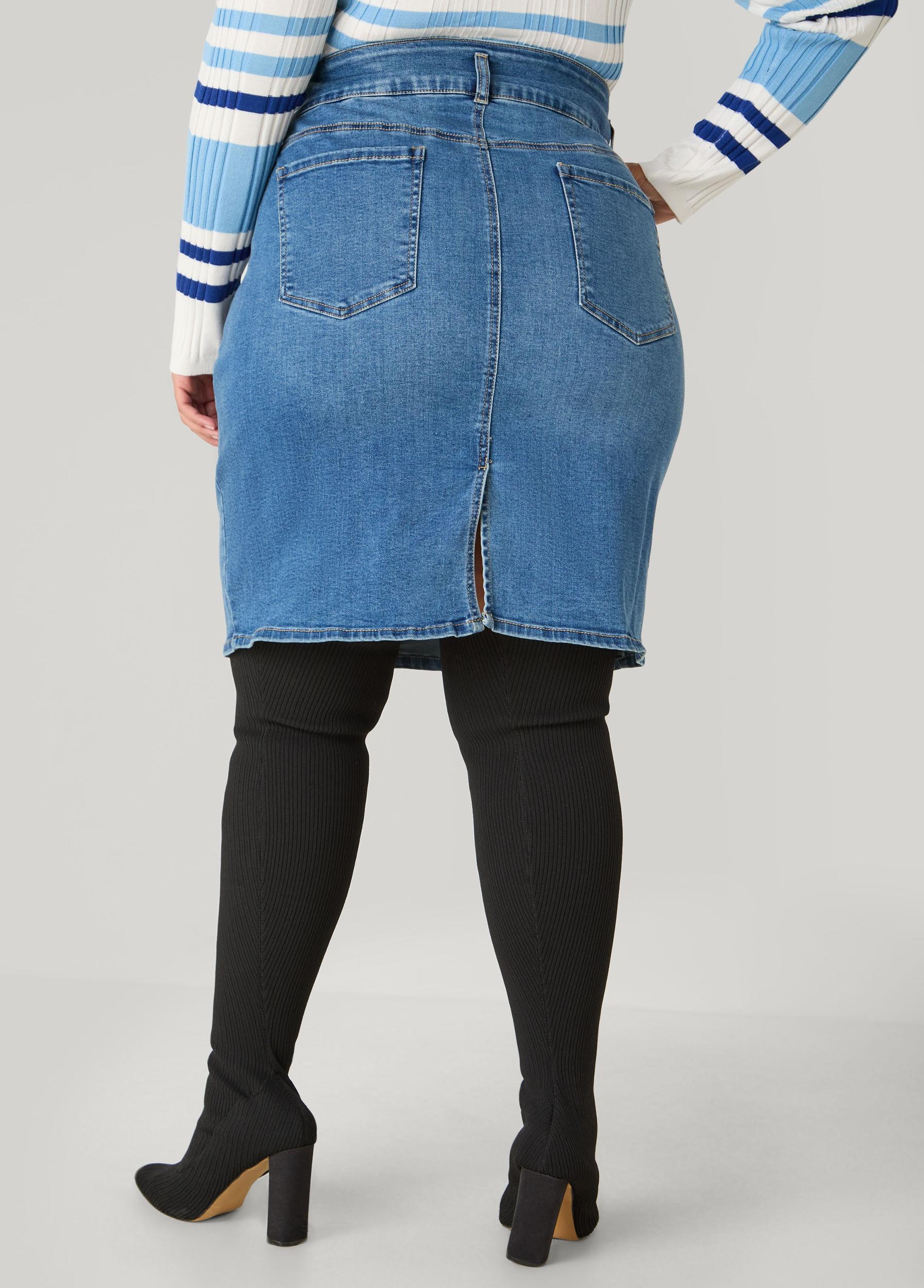 Plus Size Stretch Denim Pencil Skirt Ashley Stewart Product Image