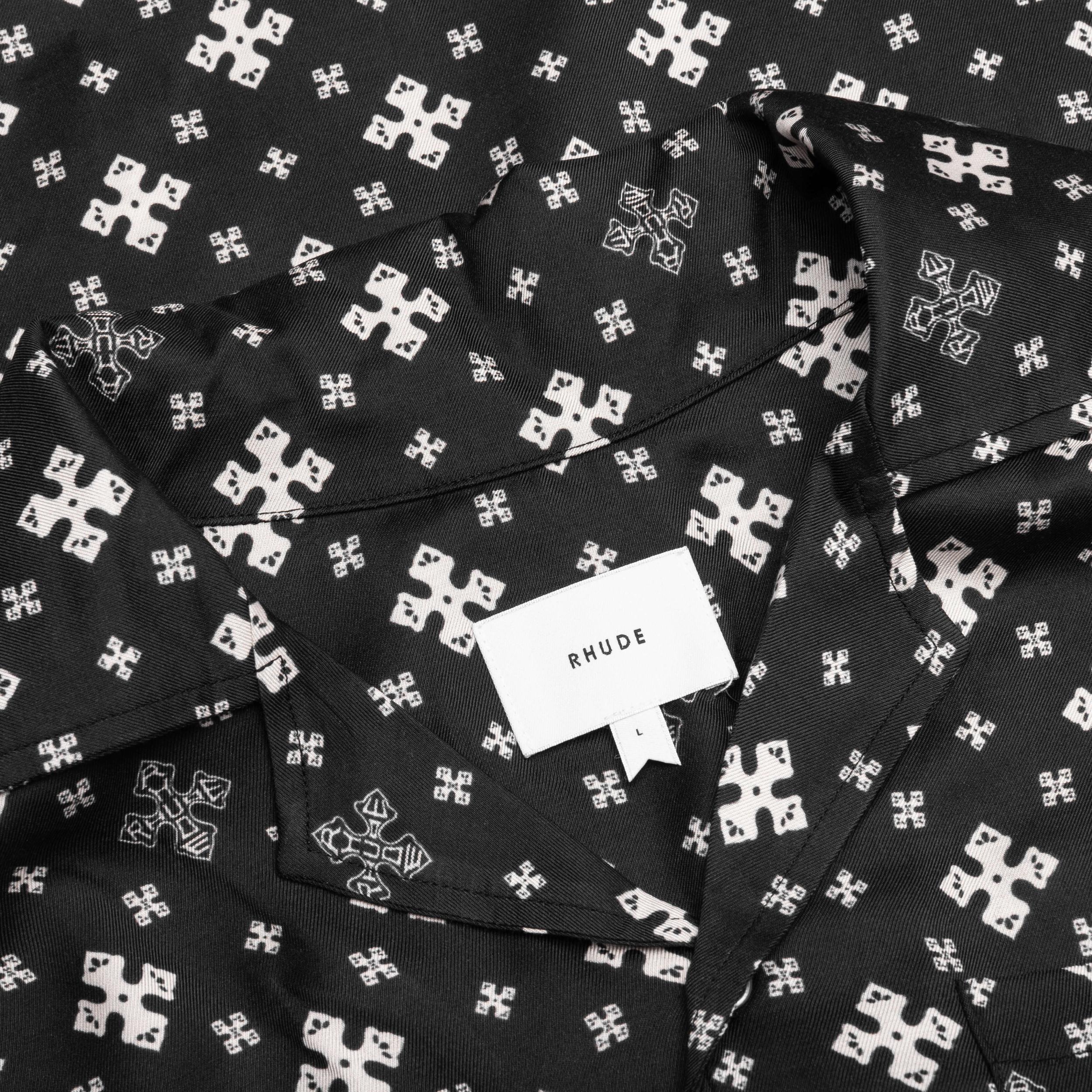 Cross Bandana Rayon Shirt - Black/White Male Product Image