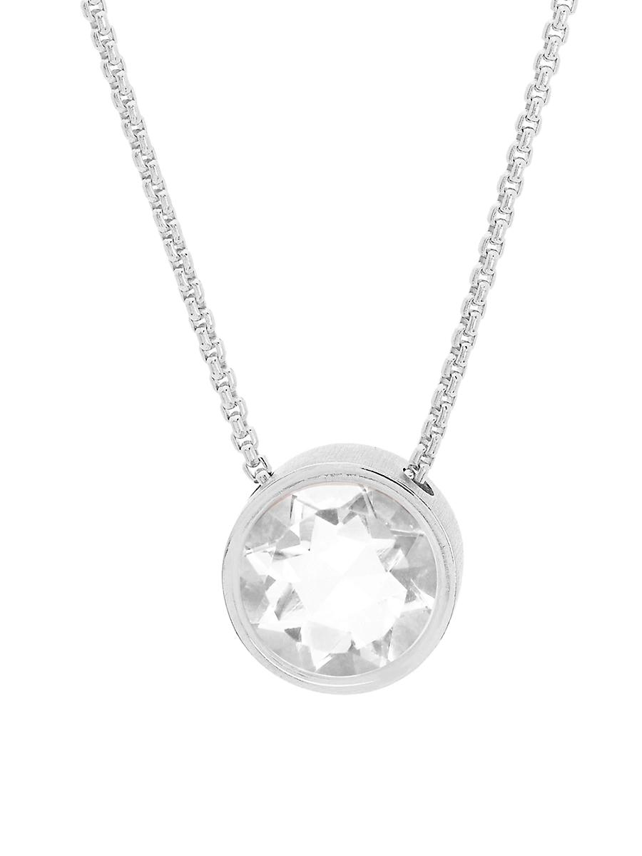 Womens Signature Knockout Rhodium-Plated Quartz Pendant Necklace Product Image