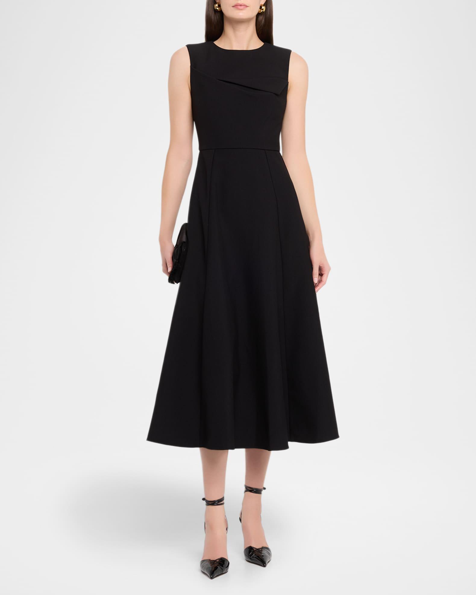 Sleeveless Origami Draped Crepe Midi Dress Product Image