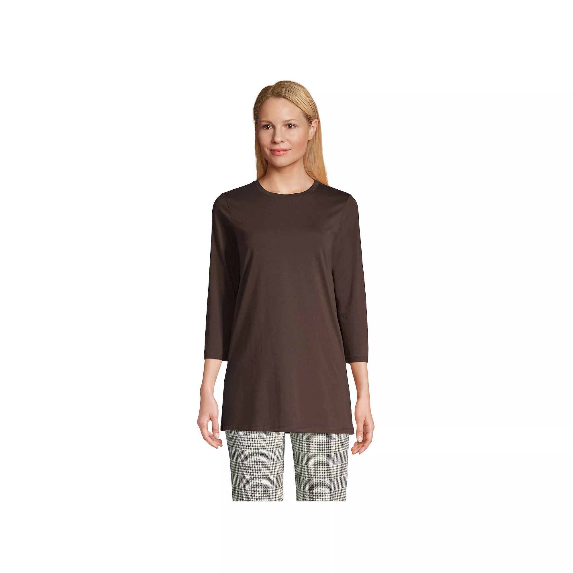 Petite Lands' End 3/4-Sleeve Supima Cotton Crewneck Tunic, Women's,  Product Image