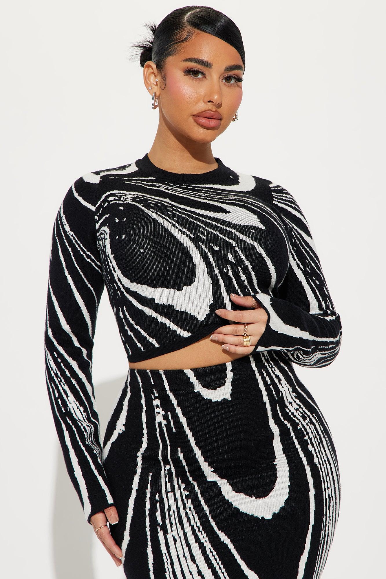 Maya Sweater Skirt Set - Black/White Female Product Image