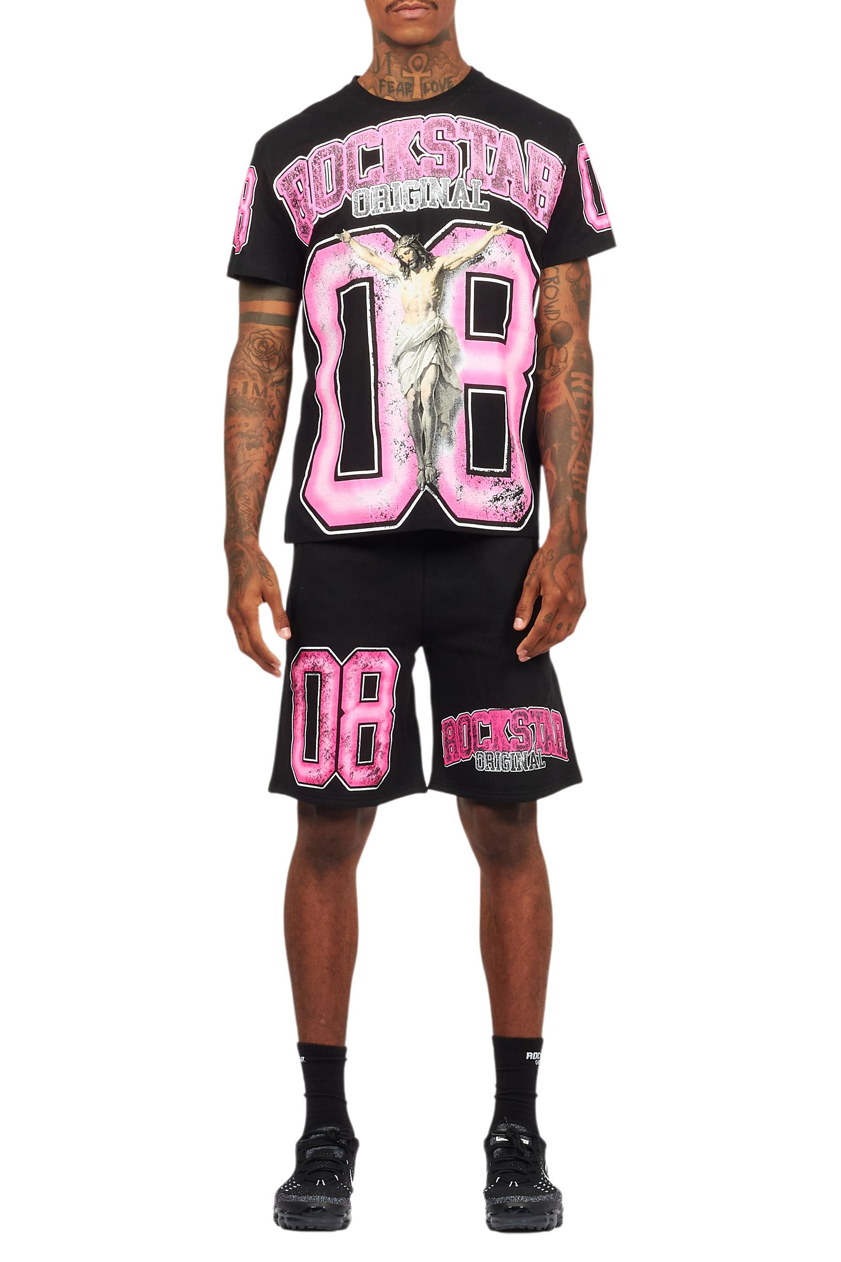 Fields Black/Pink T-Shirt Short Set Male Product Image