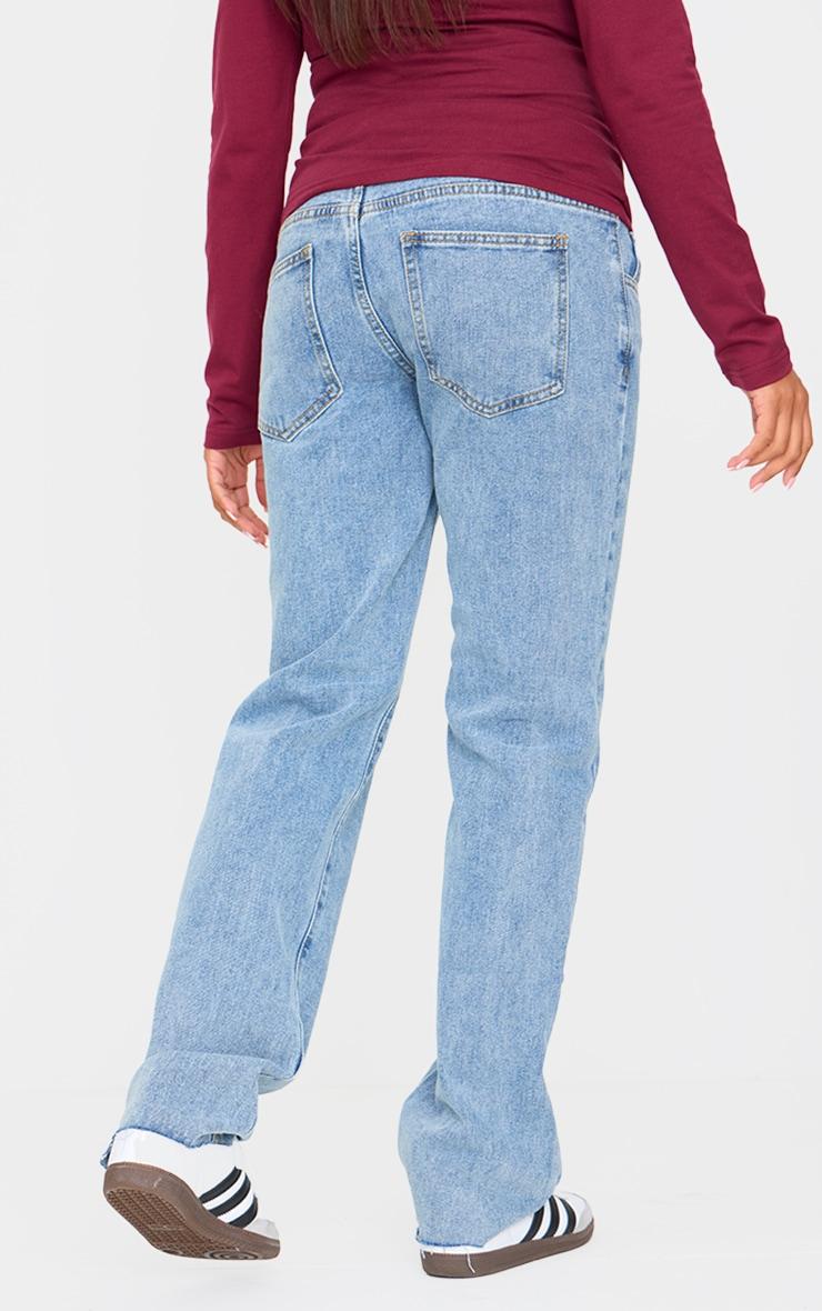 Maternity Light Blue Wash Long Leg Straight Jeans Product Image