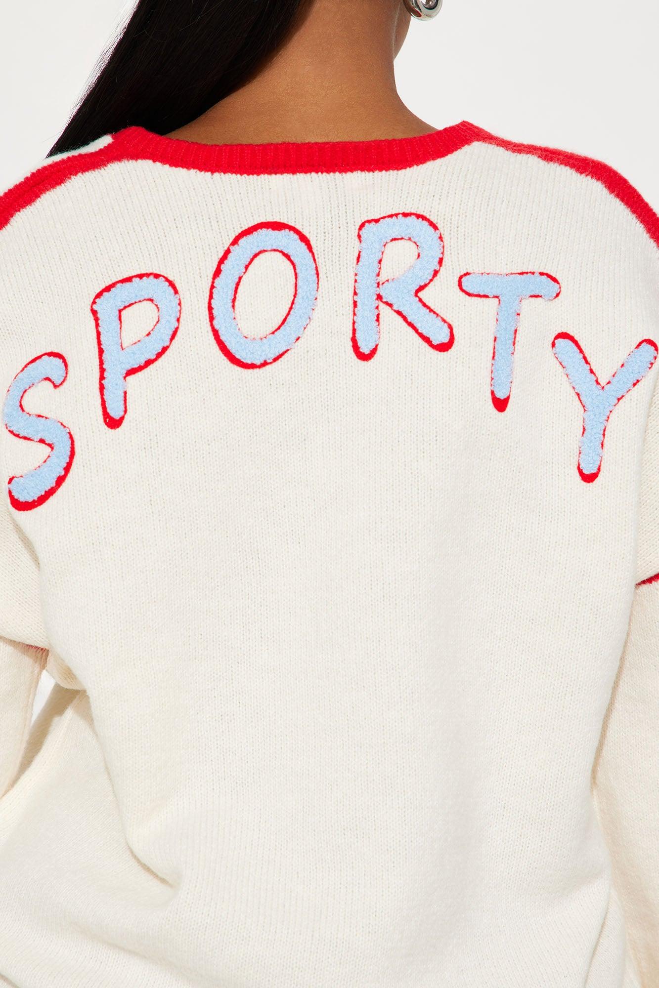 Sporty Oversized Sweater - Cream/combo Product Image
