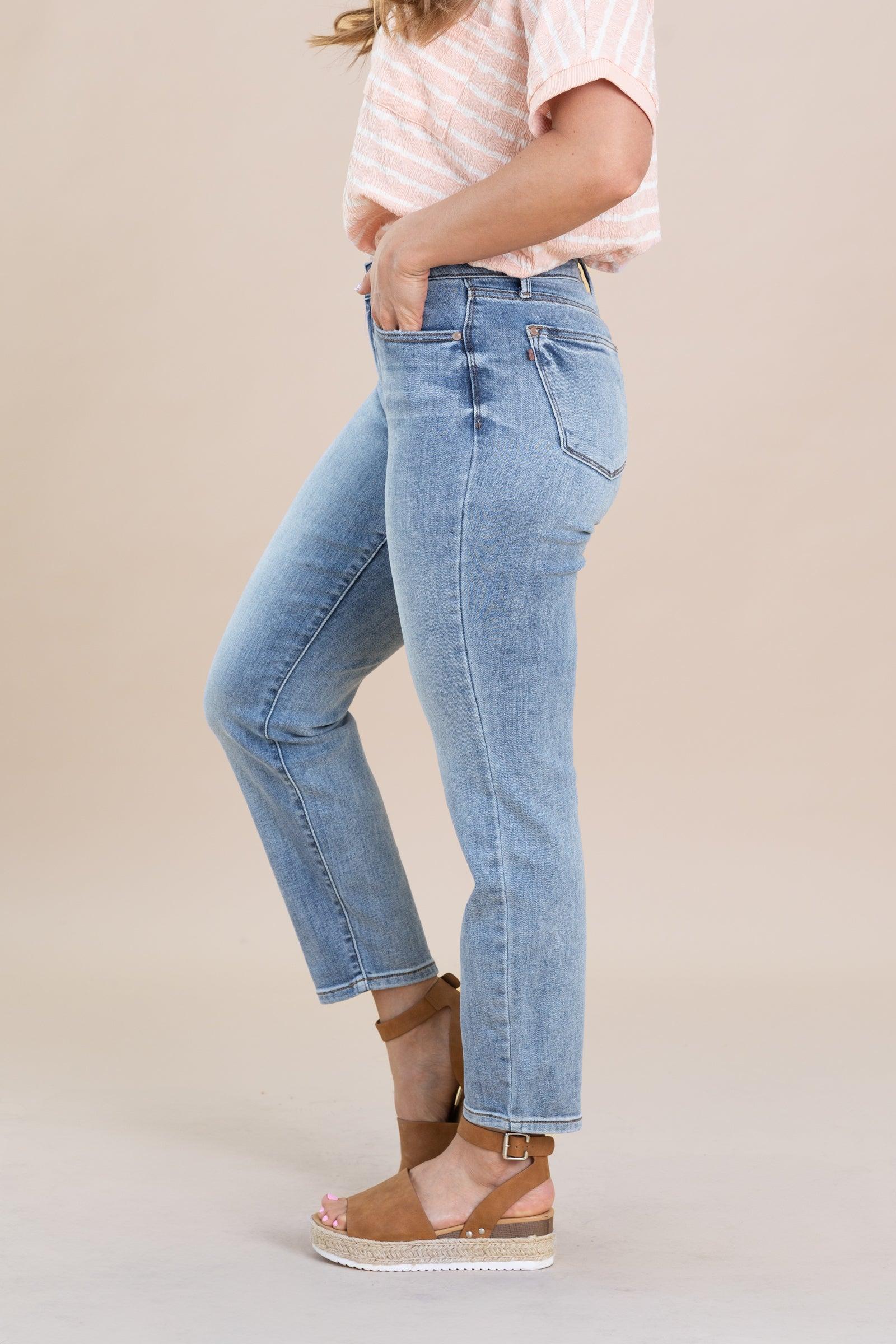 Judy Blue Medium Vintage Wash Slim Fit Jeans Product Image