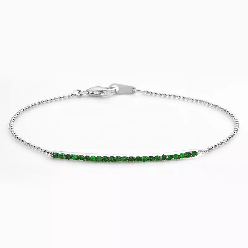 Sophie Miller Sterling Silver Simulated Emerald Bar Link Bracelet, Womens Green Product Image