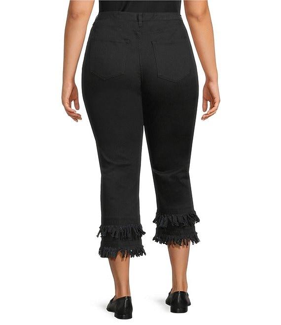 John Mark Plus Size Straight Leg 5-Pocket Fringe Hem Crop Jeans Product Image