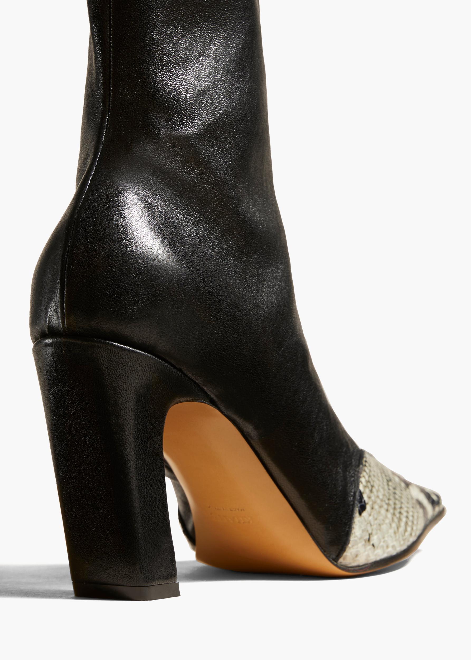 Nevada Stretch High Boot in Black with Natural Python-Embossed Leather Product Image