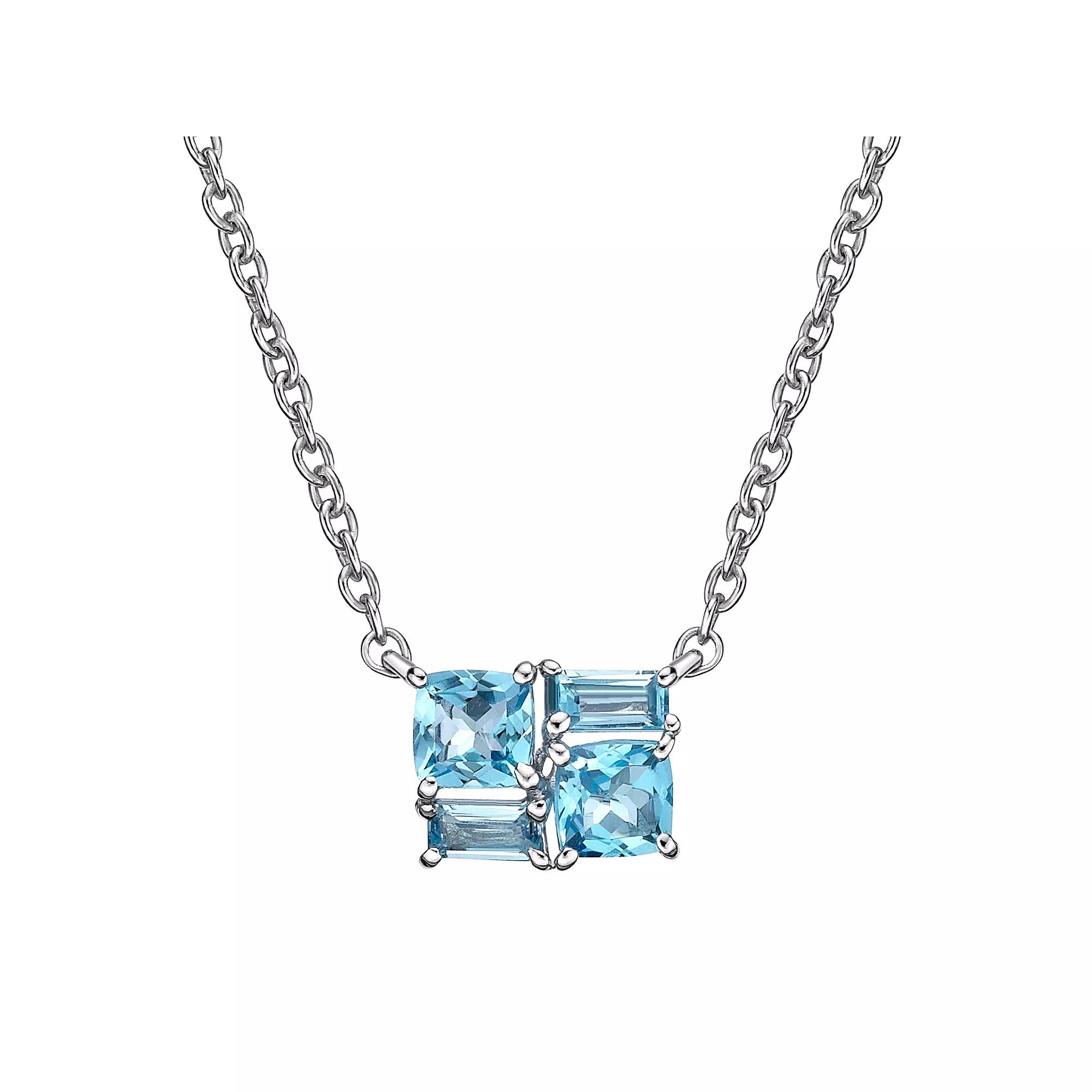 Gemminded Sterling Silver Blue Topaz Pendant Necklace, Women's, Size: 18" Product Image