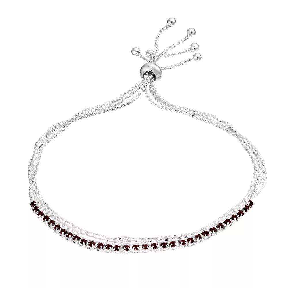 City Luxe Crystal Simulated Birthstone Multi-Strand Adjustable Chain Bracelet, Women's, Silver Tone February Product Image