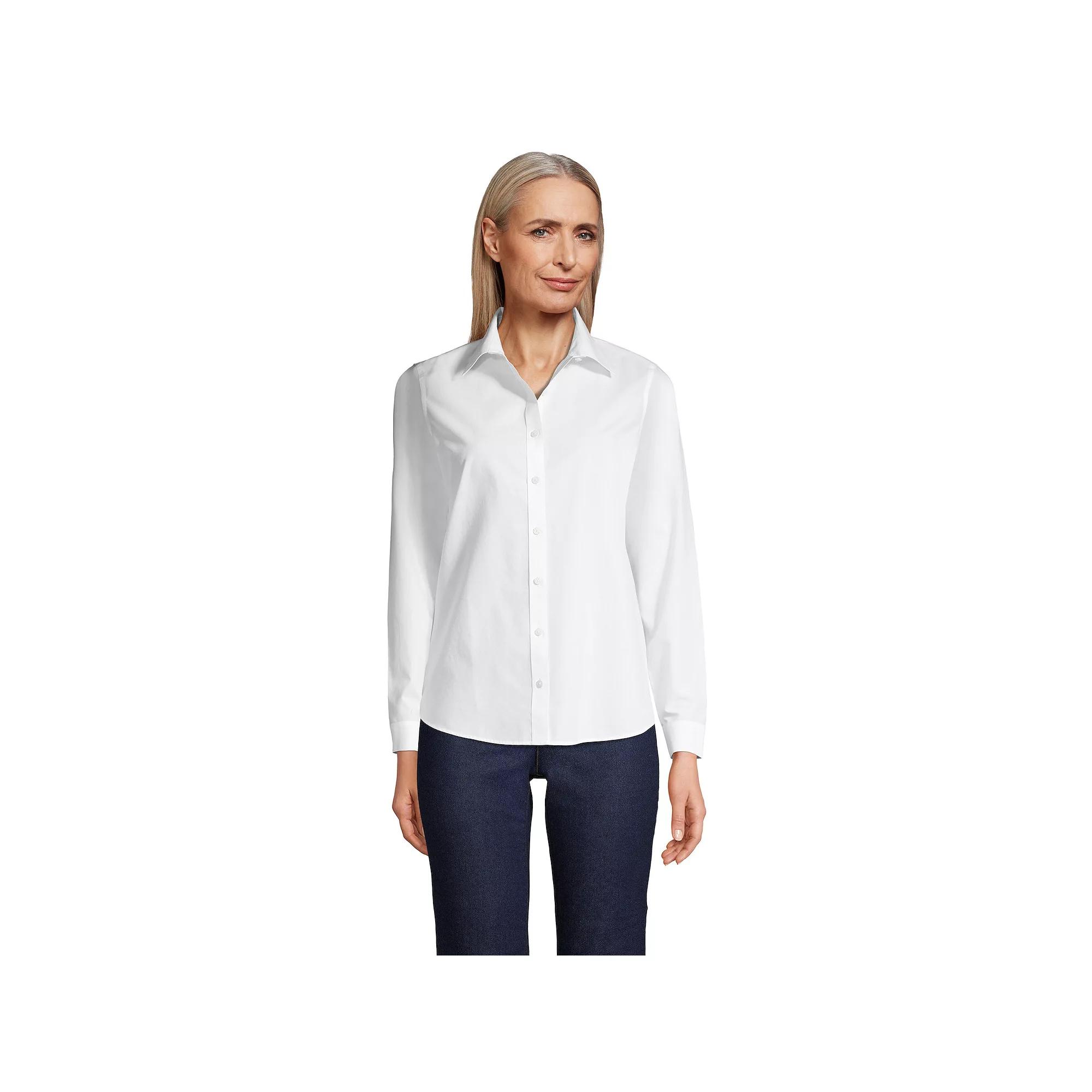 Women's Lands' End No-Iron Long Sleeve Supima Cotton Shirt,  Product Image