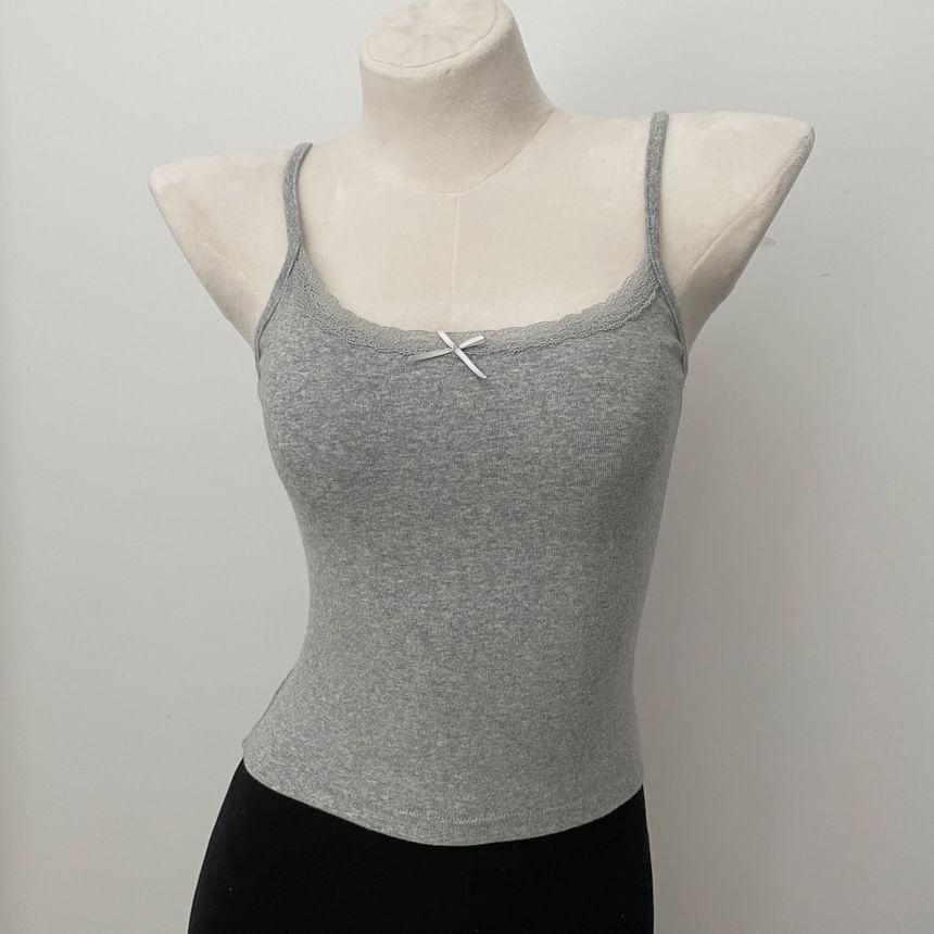 Plain Bow Lace Trim Cami Top Product Image